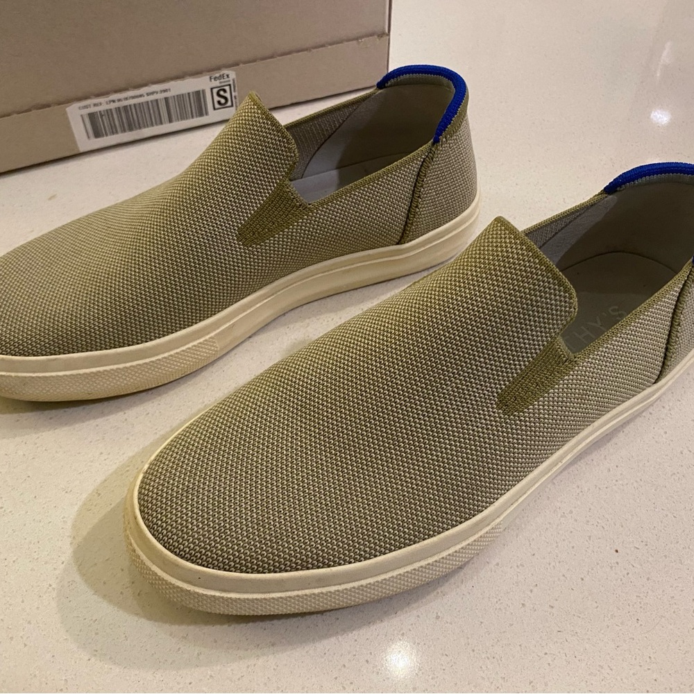 Rothy's Olive and Blue Slip-On Sneakers